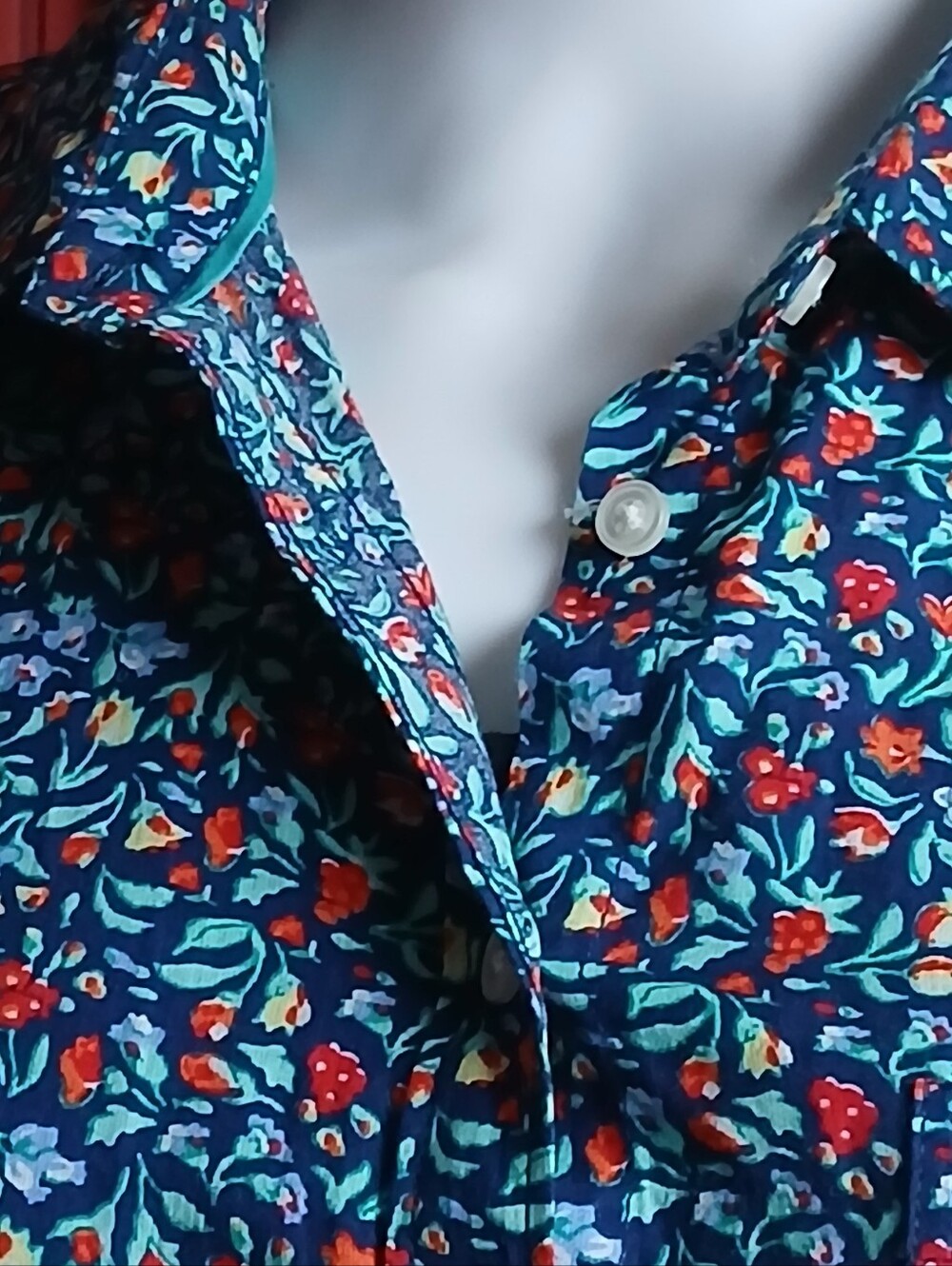 Women's Navy Blue Floral Button-Down Shirt